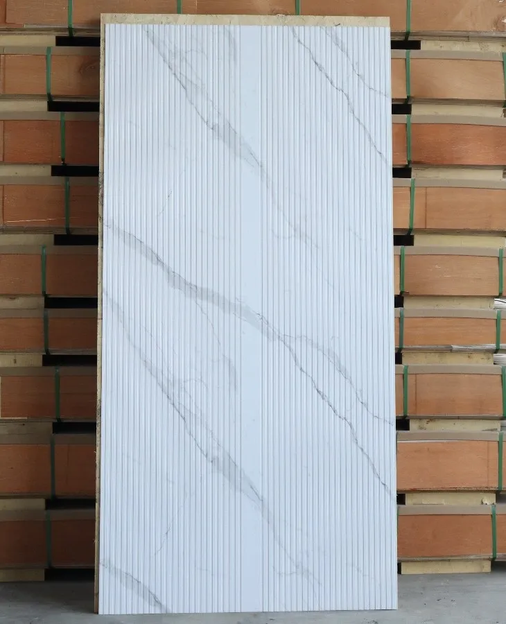 3D Embossed Fluted New Design PVC Marble Sheet For Interior Wall Decoration factory