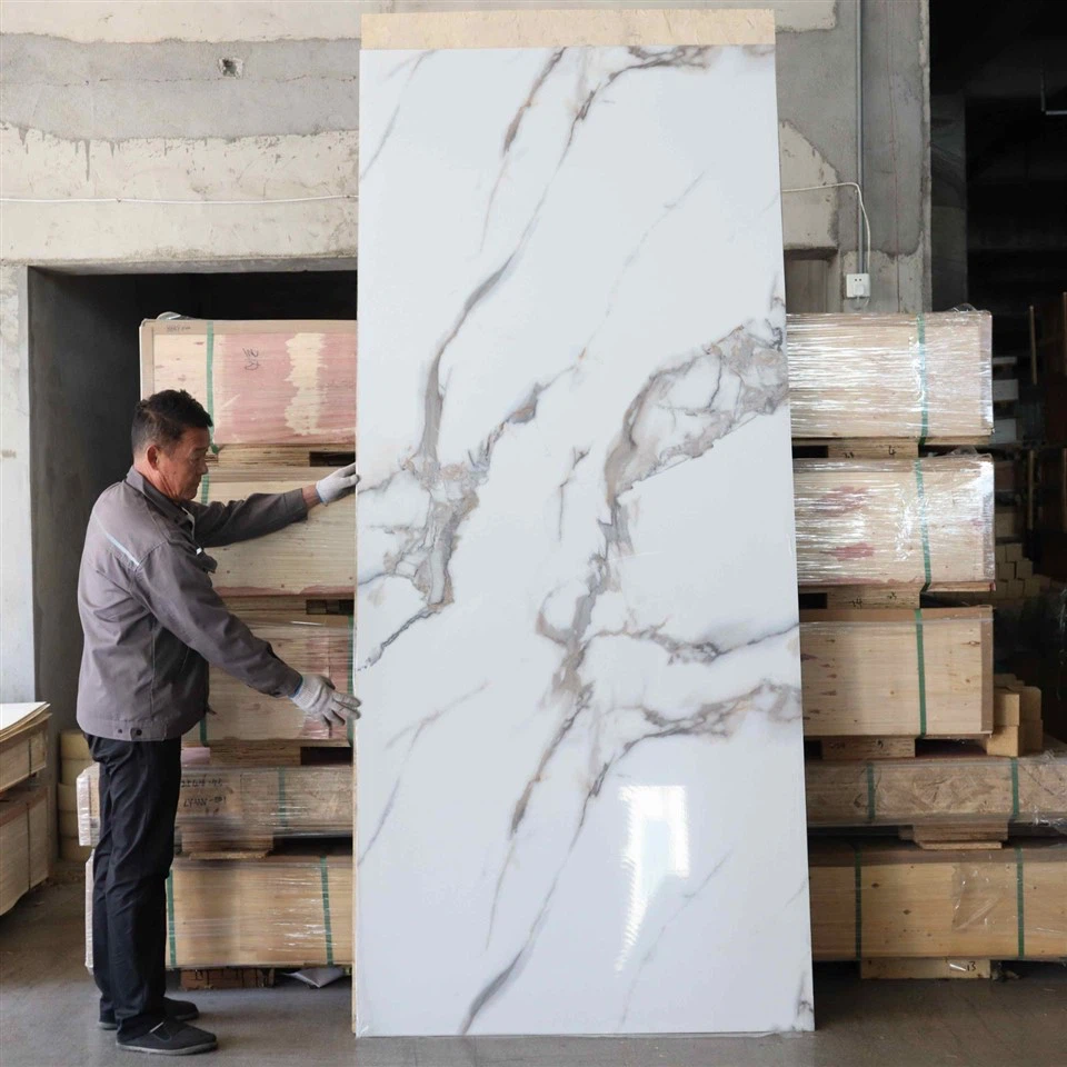 PVC Glossy Dark Marble Sheet For Interior Wall Decoration suppliers