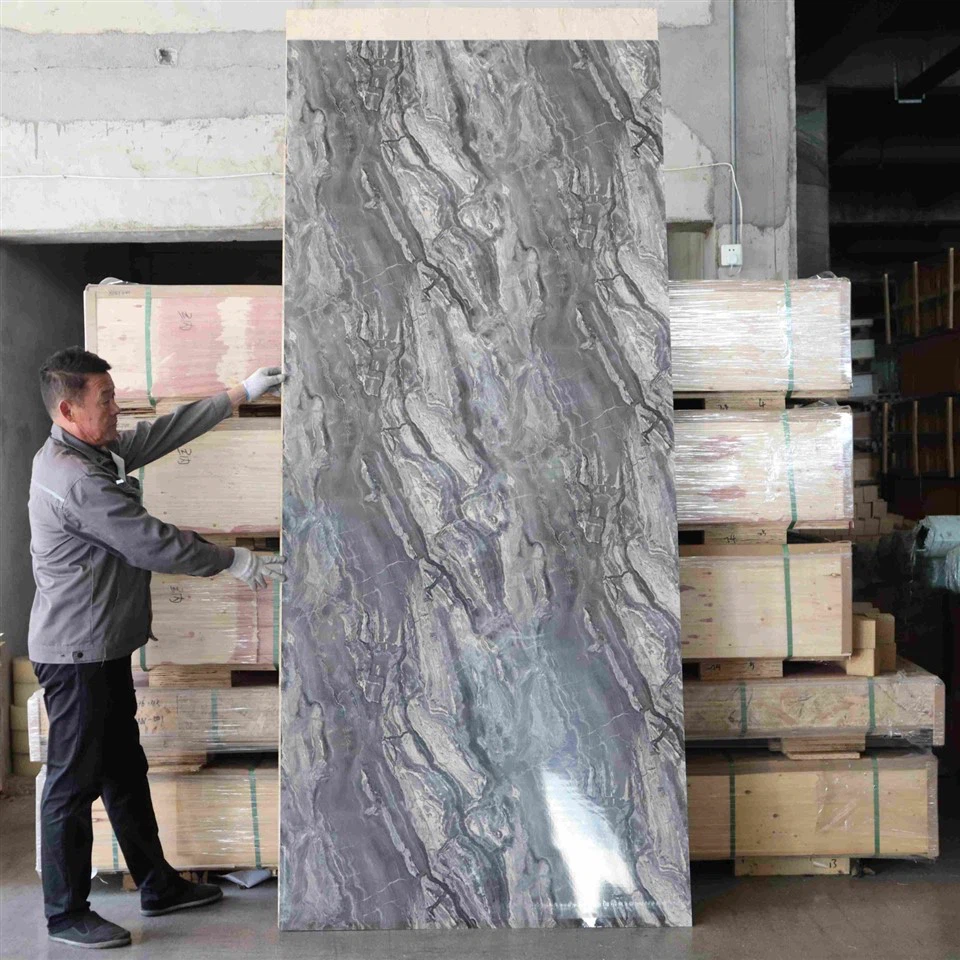 PVC Glossy Dark Marble Sheet For Interior Wall Decoration price