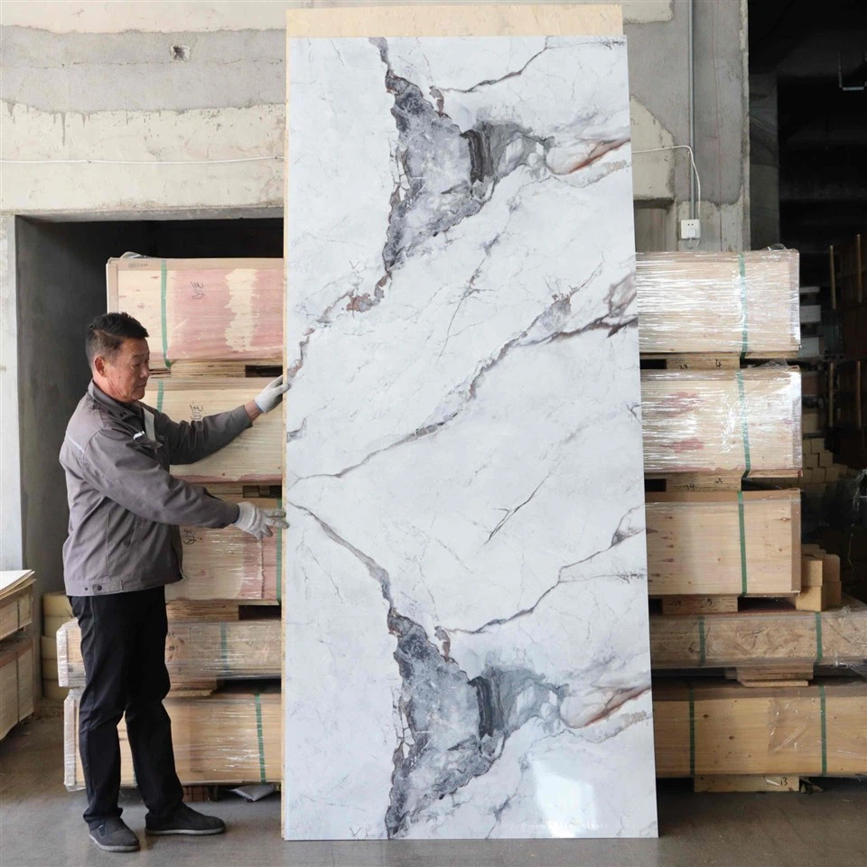 PVC Glossy Dark Marble Sheet For Interior Wall Decoration high quality